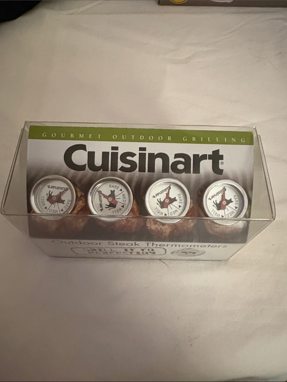 Cuisinart Stainless Steel Steak Thermometer Set with Red Pointer Accents